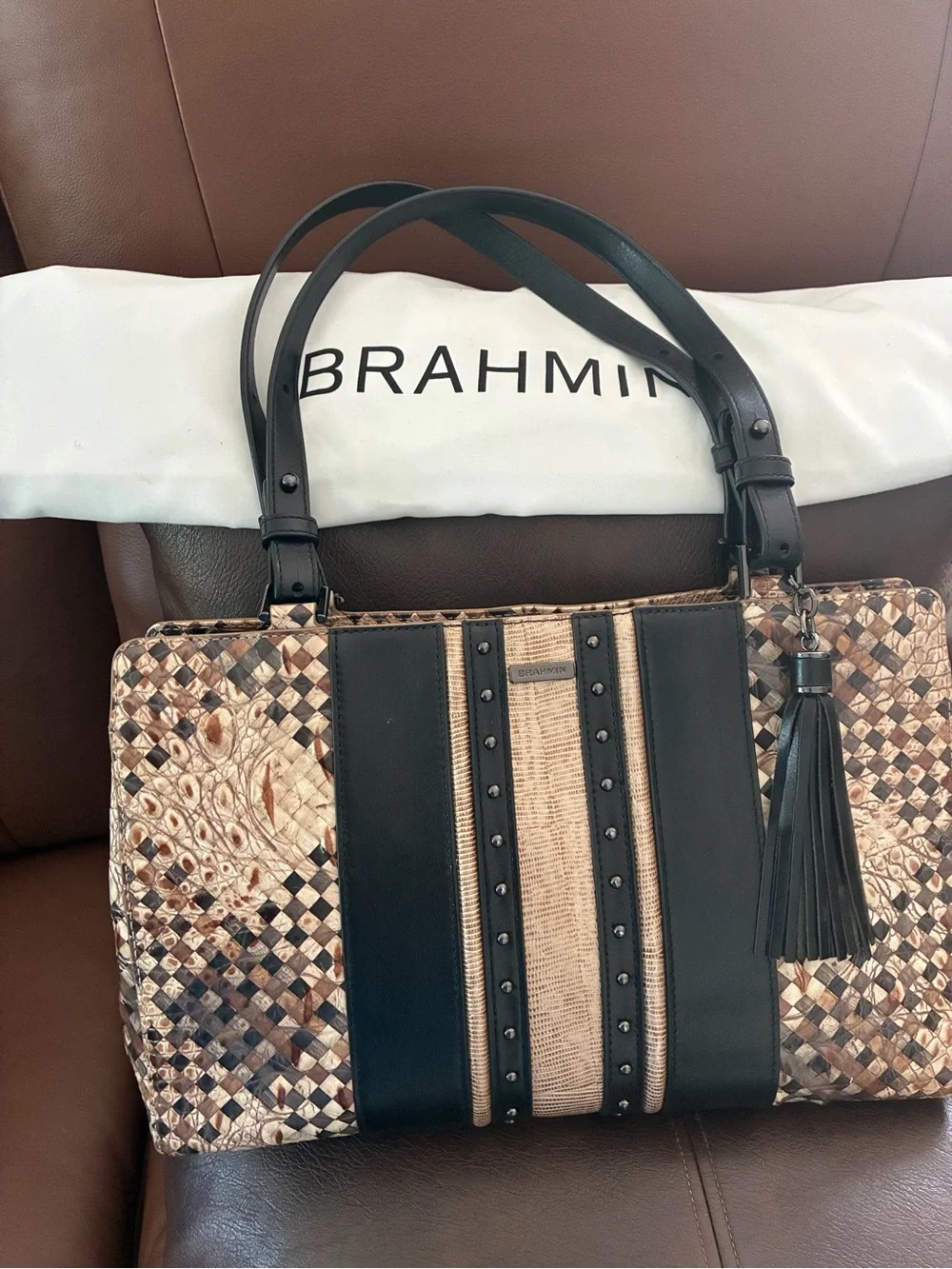 Louis Vuitton Brown Monogram Canvas Satchel with Natural Vachetta Trim